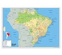 Brasil Mapa física - papel laminado [ga] A2 Size 42 x 59.4 cm