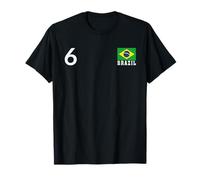 Brasil Número 6 Bandera Nacional Patrimonio País Camiseta