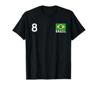 Brasil Número 8 Bandera Nacional Patrimonio País Camiseta
