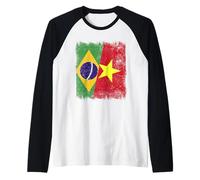 Brasil Vietnam Media Bandera Historia vietnamita brasileña Camiseta Manga Raglan