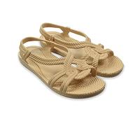 BRASILERAS Sandalias Planas Esmirna para Mujer, Beige, 36 EU