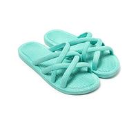 BRASILERAS Sandalias Planas Mersin para Mujer, Verde Agua, 36 EU