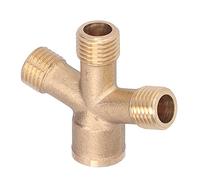 Brass 4 - Way Garden Hose Splitter | Thread Connector for Agricultural Spraying/Car Washing/Watering | High Flow Fittings with 3 Male & 1 Female Ports