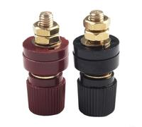 Brass Binding Post Pair para m6 100A High Current Brass Binding | Pure brass conductor, 100A capacity, para m6 thread, red/black pair, welding generator use
