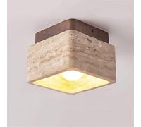 brass chandelier E27 Recessed 1 Light Ceiling Light, Modern Mini Ceiling Light, Cube, Yellow Cave, Stone Screen Chandelier, Suitable for Bedroom, Living Room, Dining Room, Hallway, Kitchen(Walnut)