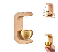 Brass Doorbell, Brass Door Bell, Wood Doorbell with Bell, Magnetic Wooden C Shaped Wind Chime for Doors, Easy Install, Welcome Shopkeepers Bell for Home, Shop, Store (Light Color)