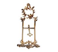 Brass Easel - Brass Plate | Vintage Floral Scroll Tiered Tripod | Stand Display Holder | Decorative Tabletop Stand For Artwork Books Frames Entryway Bedroom Fireplace Study Room Indoor Decor