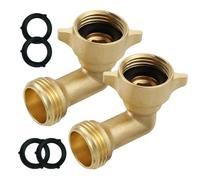 Brass Hose Elbow Connector - Ninety Degree Adapter, RV Water Fitting | High Pressure Power Washer Accessory, Replacement Plumbing Part for Outdoor Spigot Sink Garden