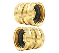 Brass Hose Fitting Connector - 19mm Female Thread Ends Adapter, Water Hose Coupler With Rubber Washers, Resistant Metal Build For Tight Seal Connection | For Garden Faucet Sink RV Irrigation