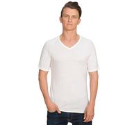 Brass Monkeys - 100% lana merino pura - Camisa con cuello en V - Fabricada en Nueva Zelanda - Camiseta interior térmica cálida y suave, blanco crema, L