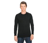 Brass Monkeys Capa base de manga larga de lana merino 100 % pura fabricada en Nueva Zelanda, camiseta térmica cálida para hombre, perfecta para deportes al aire libre, color negro o gris, Todo negro.,