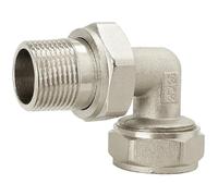 Brass Nickelage DN15 DN20 Male BSPP Thread Union Joint Elbow Pex Pipe 1216/1620 Fitting Aluminum Pipe Fittings(Silver) Plumbing Fittings