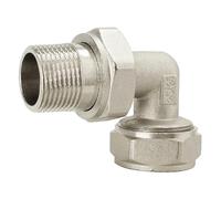 Brass Nickelage DN15 DN20 Male BSPP Thread Union Joint Elbow Pex Pipe 1216/1620 Fitting Aluminum Pipe Fittings(One Size) Plumbing Fittings