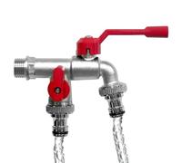 Brass Outdoor Faucet - Anti Freeze Wall Mounted, Tap Construction with Rust Proof Finish for Courtyard Use Double Outlet Water Spigot with Secure Connection for Wash Machine Garden Hose