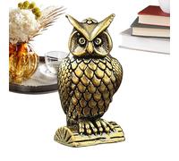 Brass Owl Figurine - Cute Owl Decoration, Brass Vintage with Decorative Animal, Sculpture Decorations Designed, Elegant Artistic Charm Beautiful Office Apartment, shelfed Cabinet for Desktop Display