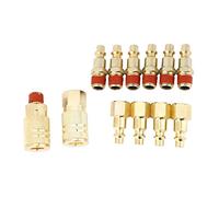 Brass Plated Iron Quick Coupler Kit 1/4in NPT - 12 Pack Pneumatic Air Fittings for Compressor Connections