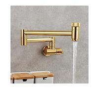 Brass Pot Filler Faucet Single Cold Water Kitchen Faucet Commercial Kitchen Sink Tap Folding Stretchable Double Joint Swing Arms Single Hole Two Handles Wall Mount Sink Faucets,Titanium Heavy Duty