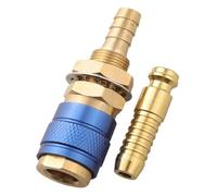 Brass Quick Connector Set for 8mm Hose, Quick Release Coupling for TIG Welding Accessories, Water Cooling and Gas Line Fittings for Welding Torch Parts, Blue
