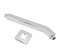 Brass Shower Head Extension Arm | 10in Wall Mounted Rustproof Shower Arm | Chrome Plated for Bathroom/Sink/Wash Basin | Modern Square Design with Decorative Cover (Electroplated)