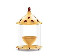 Brass Star Shape akhand Oil Diya/Lamp Hindu Puja Religious Brass Oil Lamp Pooja Essential for Indian Traditional Cultural Pooja Items Festival Decoration (Size:-L;3 Inch,H;5 Inch)(Golden)
