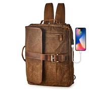 BRASS TACKS Leathercraft Hombres Mujeres Mochila Impermeable Estilo Vintage Lona Encerada Hebilla Mochila de Viaje（Marron）