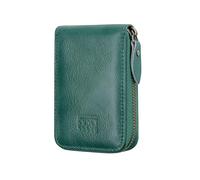 BRASS TACKS Leathercraft Tarjetero Hombre y Mujer Vertical Piel Genuina - Cartera Pequeña con Cremallera y Bloqueo RFID, Monedero Tarjetero con 13 Ranuras, Mini Billetera de Bolsillo Delantero