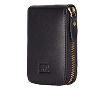 BRASS TACKS Leathercraft Tarjetero Hombre y Mujer Vertical Piel Genuina - Cartera Pequeña con Cremallera y Bloqueo RFID, Monedero Tarjetero con 13 Ranuras, Mini Billetera de Bolsillo Delantero