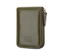 BRASS TACKS Leathercraft Tarjetero Hombre y Mujer Vertical Piel Genuina - Cartera Pequeña con Cremallera y Bloqueo RFID, Monedero Tarjetero con 13 Ranuras, Mini Billetera de Bolsillo Delantero