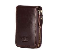 BRASS TACKS Leathercraft Tarjetero Monedero Pequeño Mini Delgado Hombres y Mujere Cuero Genuino Bolsillo Delantero Protección RFID 13 Ranuras para Tarjetas con Cremallera