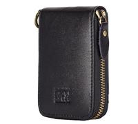 BRASS TACKS Leathercraft Tarjetero Piel Genuina con Bloqueo RFID - Cartera Unisex con Cremallera, 14 Ranuras Estilo Acordeón y Anilla, Monedero Vintage Compacto para DNI y Tarjetas