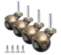 Brass Vintage Antique 2" Ball Caster Wheels - Set of 4 Heavy Duty, 5/16" x 1 1/2" (8 x 38mm) Wheels with Sleeve for Furniture, Chairs, Cabinets