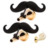 Brasstache - Bigote de clip para boquilla de latón, accesorio de regalo para trompeta, trombón, tuba, corno francés, barítono, músicos de eufónico (paquete de 2, cuerno francés)
