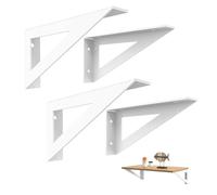 BRATA Soporte estanteria pared blanco 20cm 4 piezas, escuadras para estanterias resistentes, soportes para estantes decorativos, escuadras metalicas