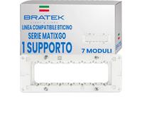 Bratek 1 soporte 507 compatible con Bticino soporte MatixGO 7 módulos para placas y frutas de la serie Matix Go - Sustituye al marco frutero BTicino J4707 - Fabricado en Europa