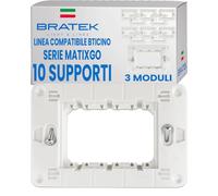 Bratek 10 x Soporte 503 compatible con Bticino Soporte MatixGO 3 módulos para placas y frutas de la serie Matix Go - Sustituye al marco frutero BTicino J4703 - Made in Europe