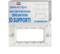 Bratek 10 x Soporte 504 compatible con Bticino Soporte MatixGO 4 módulos para placas y frutas de la serie Matix Go - Sustituye al marco frutero BTicino J4404 - Made in Europe