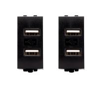 Bratek - 2 tomas de pared USB dobles, toma de pared USB 2,1A compatible con BTicino, toma USB para multitoma placa de toma de corriente