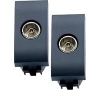 Bratek - 2 tomas de TV compatibles con BTicino (hembra), toma de antena TV hembra compatible con toma BTicino Living, color negro