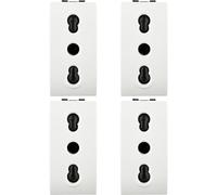 Bratek 4 tomas eléctricas de pared bipaso 10/16 A, color blanco, compatibles con Bticino Living Light e International - Toma de pared italiana 2P + T N4180 para soportes Livinglight e International