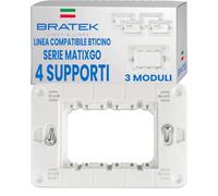 Bratek 4 x Soporte 503 compatible con Bticino Soporte MatixGO 3 módulos para placas y frutas de la serie Matix Go - Sustituye al marco frutero BTicino J4703 - Made in Europe