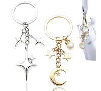 Brateuanoii 2 Piezas Llavero Estrella Y-2K, Y2k L-lavero De Acero Inoxidable Para Bolso, Y2K Llavero De Estrella Para Bolso, Mochila, Coche, Colgante, Regalo Estético Para Mujeres y Niñas