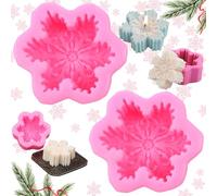 Brateuanoii 2 Piezas Moldes Para Velas Con Forma De Copo De Nieve, 3D Copos De Nieve Silicona Molde, Diy Copos De Nieve Silicona Vela De Navidad Molde, Hechos a Mano Molde 3D En Forma De Copo De Nieve