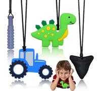 Brateuanoii 4 Piezas Masticar Collar, Collar De Masticación Sensorial, Silicona Masticar Para Niños, Collar Mordedor Autismo, Juguetes De Dentición Adhd, Mordedor Para Bebé, Collar De Mordedores