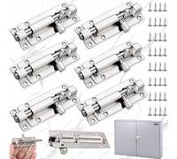 Brateuanoii 6 Piezas Cerrojos De Puerta Bloqueo Deslizante, Pestillo De Acero Inoxidable, Pestillos Para Puertas Con Tornillos, Pestillo 72 * 35mm, Para Todo Tipo De Puertas Interiores