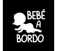 Bratikishop Pegatina Bebe a Bordo Coche, 16 x 16 cm, Vinilo Negro, Resistente a UV e Impermeable, Bebé Sticker