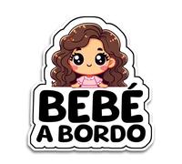 Bratikishop Pegatina Bebe a Bordo Coche, Niña a Bordo, 16 x 14 cm, Resistente a UV e Impermeable, Classic Sticker