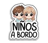Bratikishop Pegatina Bebe a Bordo Coche, Niños a Bordo, 16 x 13 cm, Resistente a UV e Impermeable, Kids Sticker