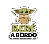 Bratikishop Pegatina Coche Bebe a Bordo - Bebé Yoda 16 x 15 cm, Resistente e Impermeable Vinilo, Princess, Vinilo Adhesivo Coche Bebe a Bordo para Auto, Vinilo Coche para Alertar a los Conductores