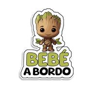 Bratikishop Pegatina Coche Bebe a Bordo - Bebé Groot 19 x 15 cm, Resistente e Impermeable Vinilo, Vinilo Adhesivo Coche Bebe a Bordo para Auto, Vinilo Coche para Alertar a los Conductores