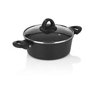 Bratoni cacerola de aluminio con tapa de cristal - forjada - 20 cm | Revestimiento antiadherente para cocinar con poca grasa | Apta para todo tipo de cocinas, incluida la de inducción